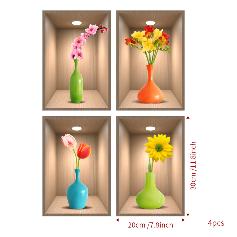 Cserepes növény falmatrica nappaliba és hálószobára - vízálló PVC, egyszínű mintázat, egy darabból álló