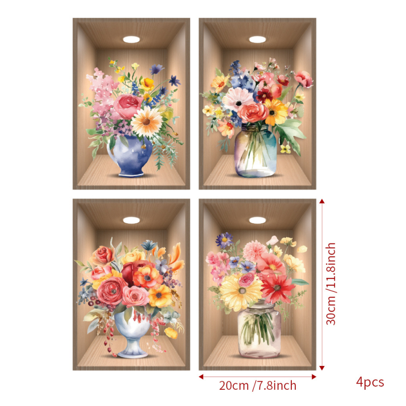 Cserepes növény falmatrica nappaliba és hálószobára - vízálló PVC, egyszínű mintázat, egy darabból álló