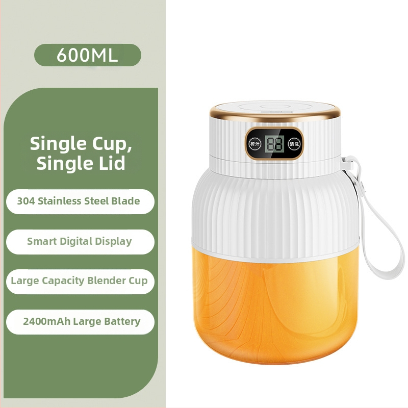 Nešiojamas vaisių ir daržovių sultų spaudimo aparatas, talpa 601–800 ml, galia 200 W, greitis 20001–22000 rpm, 5+ peilių, integruota baterija