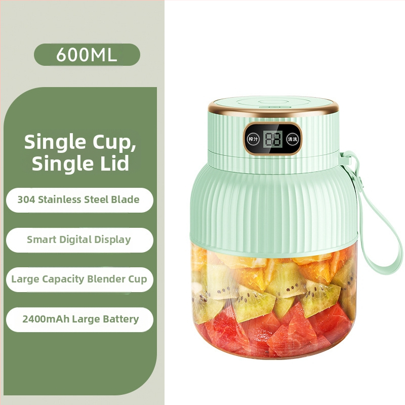 Nešiojamas vaisių ir daržovių sultų spaudimo aparatas, talpa 601–800 ml, galia 200 W, greitis 20001–22000 rpm, 5+ peilių, integruota baterija