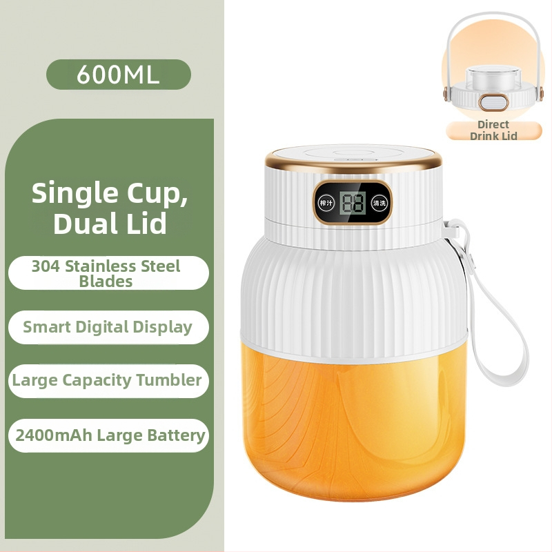 Nešiojamas vaisių ir daržovių sultų spaudimo aparatas, talpa 601–800 ml, galia 200 W, greitis 20001–22000 rpm, 5+ peilių, integruota baterija