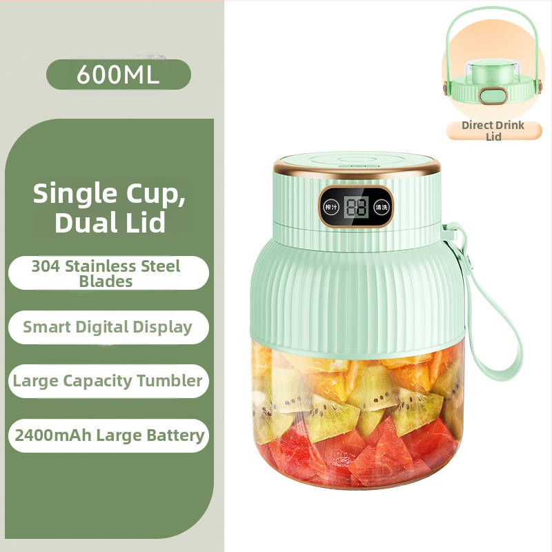 Nešiojamas vaisių ir daržovių sultų spaudimo aparatas, talpa 601–800 ml, galia 200 W, greitis 20001–22000 rpm, 5+ peilių, integruota baterija