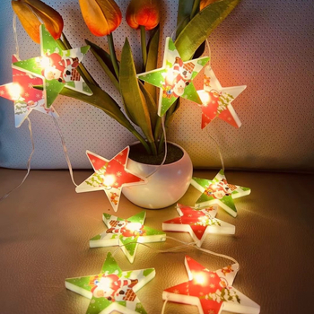 Φωτάκια LED με δερμάτινο κορδόνι για γιορτινή διακόσμηση, 10 LED, 3000 lm, IP55, είσοδος ≤36 V, έλεγχος: μπαταρία/USB/πρίζα