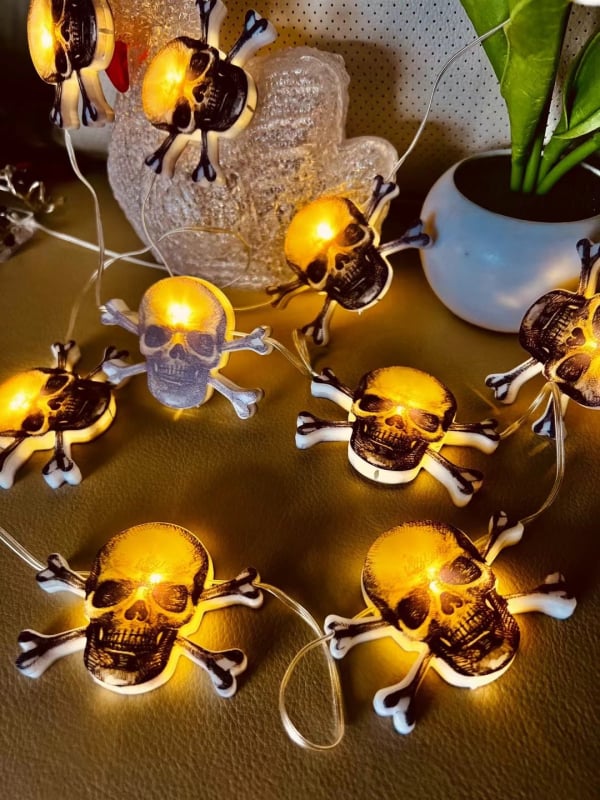LED lampice u nizu za Halloween i Božić, s kožnim užetom, vanjska dekoracija dvorišta