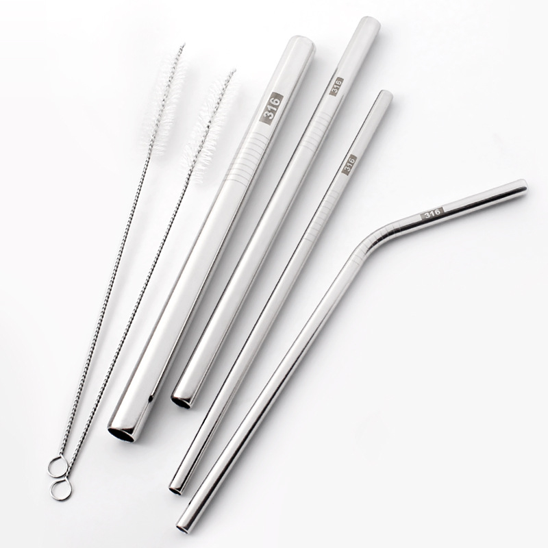 Gėrimų šiaudelis iš 316 nerūdijančio plieno, tiesūs, nešiojamas namų naudojimui su pienu, kava ar koše