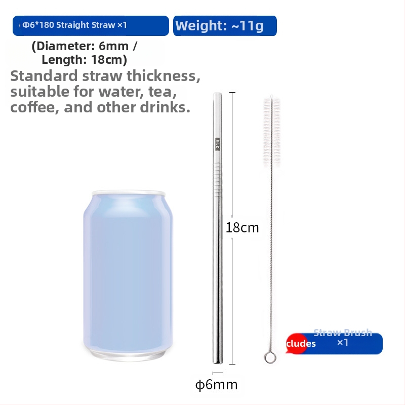 Gėrimų šiaudelis iš 316 nerūdijančio plieno, tiesūs, nešiojamas namų naudojimui su pienu, kava ar koše