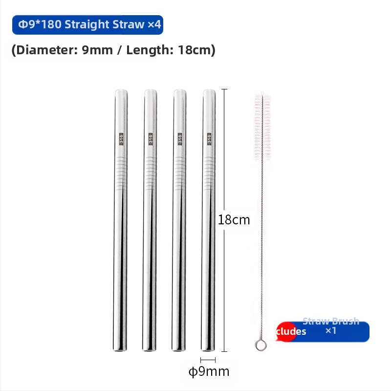 Gėrimų šiaudelis iš 316 nerūdijančio plieno, tiesūs, nešiojamas namų naudojimui su pienu, kava ar koše