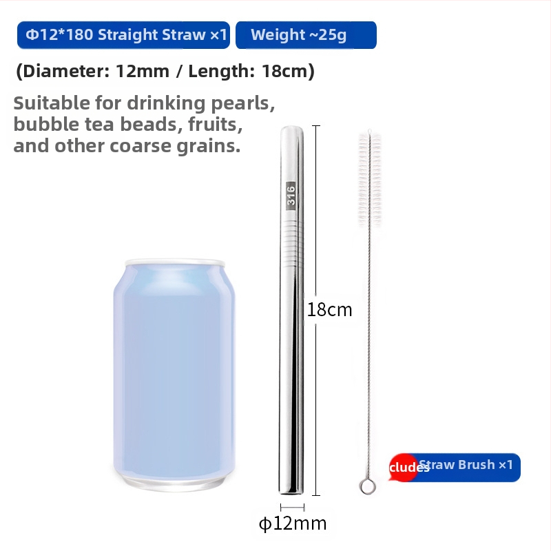 Gėrimų šiaudelis iš 316 nerūdijančio plieno, tiesūs, nešiojamas namų naudojimui su pienu, kava ar koše