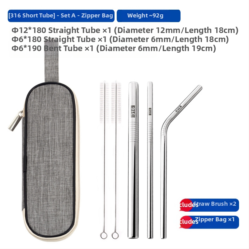 Gėrimų šiaudelis iš 316 nerūdijančio plieno, tiesūs, nešiojamas namų naudojimui su pienu, kava ar koše