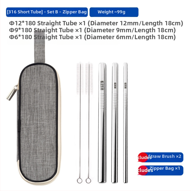 Gėrimų šiaudelis iš 316 nerūdijančio plieno, tiesūs, nešiojamas namų naudojimui su pienu, kava ar koše