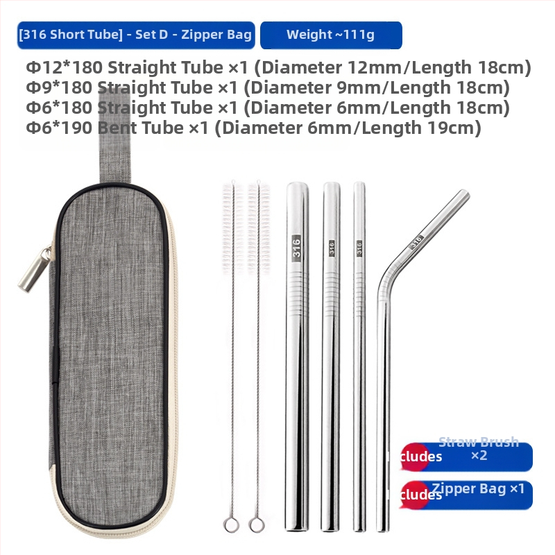 Gėrimų šiaudelis iš 316 nerūdijančio plieno, tiesūs, nešiojamas namų naudojimui su pienu, kava ar koše