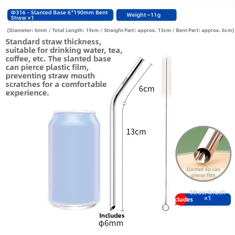 Gėrimų šiaudelis iš 316 nerūdijančio plieno, tiesūs, nešiojamas namų naudojimui su pienu, kava ar koše