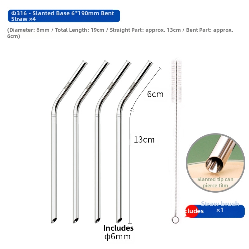 Gėrimų šiaudelis iš 316 nerūdijančio plieno, tiesūs, nešiojamas namų naudojimui su pienu, kava ar koše