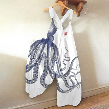 Женски къси панталони с презрамки, права кройка, 3D дигитален принт, полиестер, средна талия, свободен силует