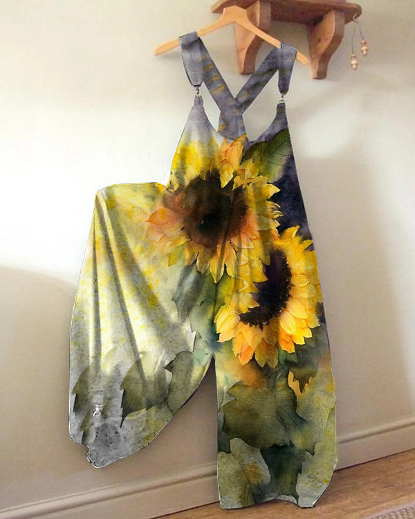 Ženske pantalone s trakama, cropped, ravni kroj, 3D digitalni otisak, poliester, srednji pojas, opuštena silueta