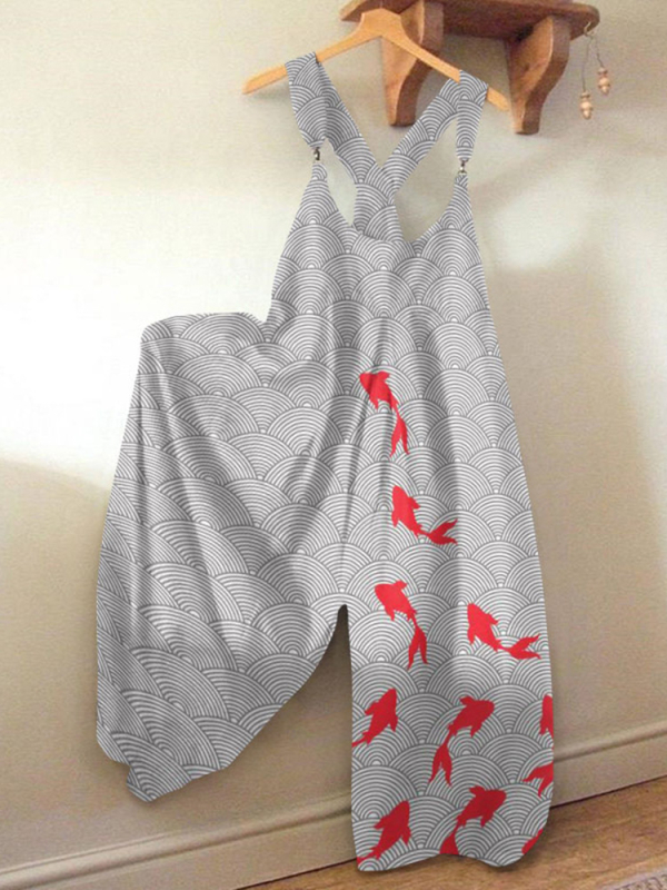 Ženske pantalone s trakama, cropped, ravni kroj, 3D digitalni otisak, poliester, srednji pojas, opuštena silueta
