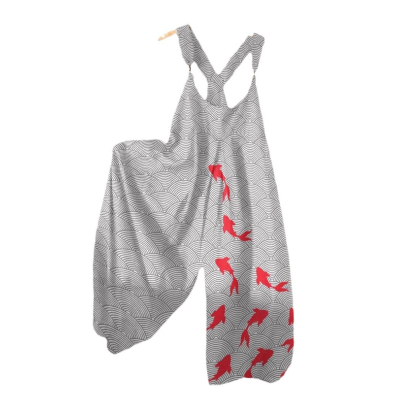 Ženske pantalone s trakama, cropped, ravni kroj, 3D digitalni otisak, poliester, srednji pojas, opuštena silueta