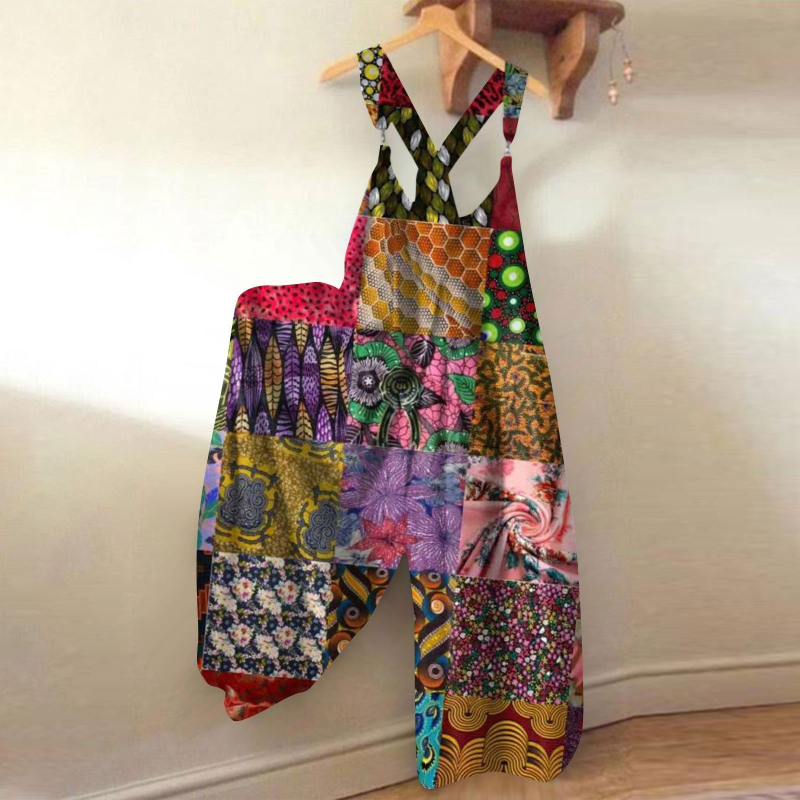 Ženske pantalone s trakama, cropped, ravni kroj, 3D digitalni otisak, poliester, srednji pojas, opuštena silueta