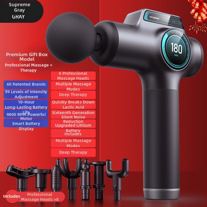 Fasijos masažinis įrenginys su šepetiniu varikliu, 6+ galvų, įmontuota baterija, veikimo laikas 6–8 val., triukšmas 36–45 dB