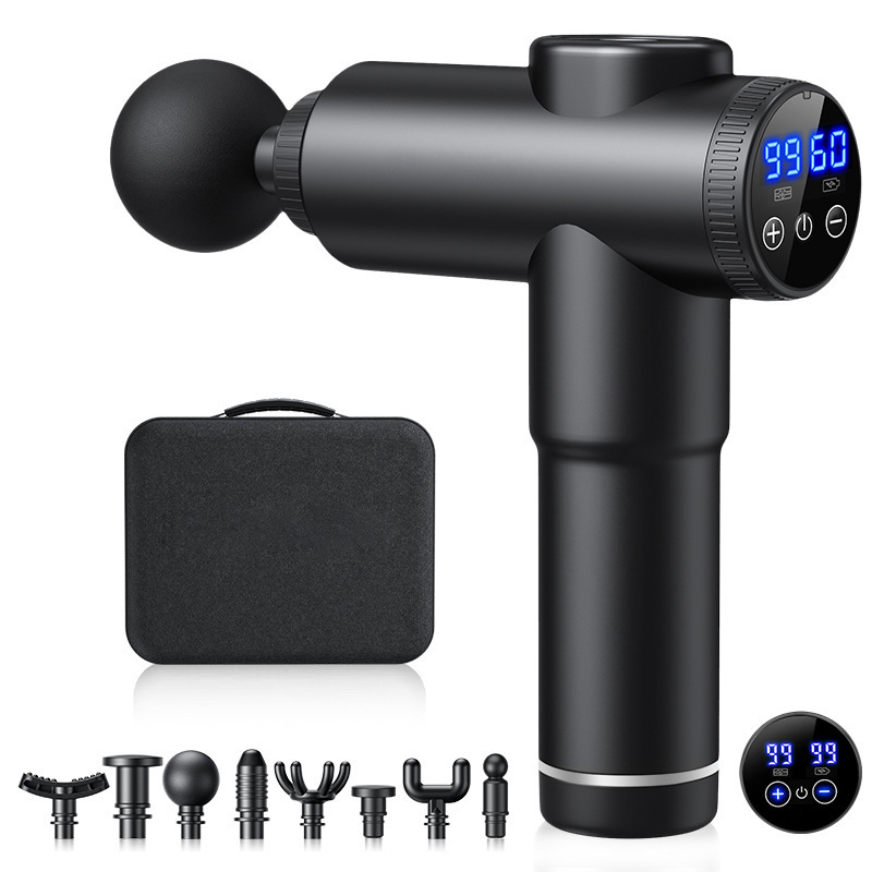 Fasijos masažinis įrenginys su šepetiniu varikliu, 6+ galvų, įmontuota baterija, veikimo laikas 6–8 val., triukšmas 36–45 dB