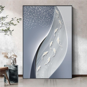 Абстрактна декоративна картина върху маслен платно, с метална рамка, за хол, модел 40793, inkjet печат, прост и модерен стил