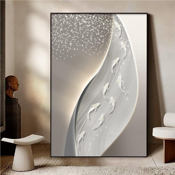 Абстрактна декоративна картина върху маслен платно, с метална рамка, за хол, модел 40793, inkjet печат, прост и модерен стил