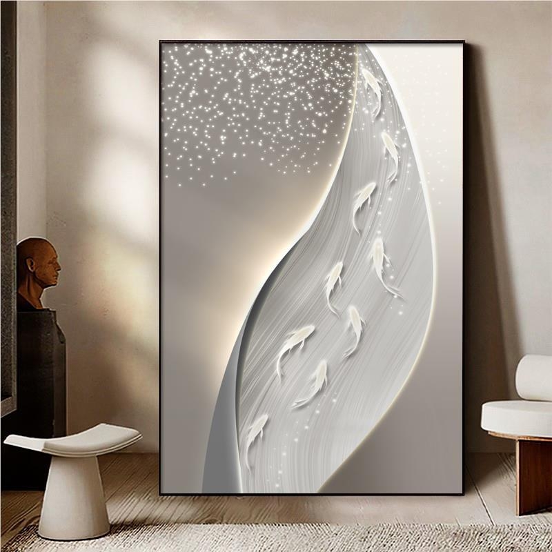 Абстрактна декоративна картина върху маслен платно, с метална рамка, за хол, модел 40793, inkjet печат, прост и модерен стил