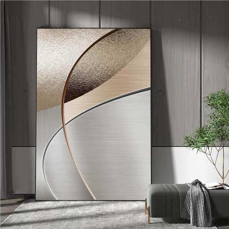 Абстрактна декоративна картина върху маслен платно, с метална рамка, за хол, модел 40793, inkjet печат, прост и модерен стил