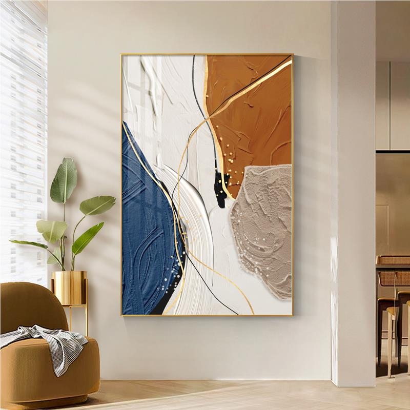 Абстрактна декоративна картина върху маслен платно, с метална рамка, за хол, модел 40793, inkjet печат, прост и модерен стил
