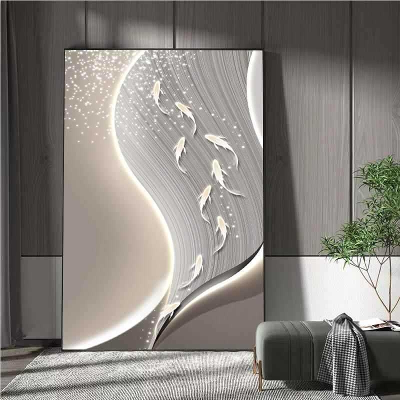 Абстрактна декоративна картина върху маслен платно, с метална рамка, за хол, модел 40793, inkjet печат, прост и модерен стил