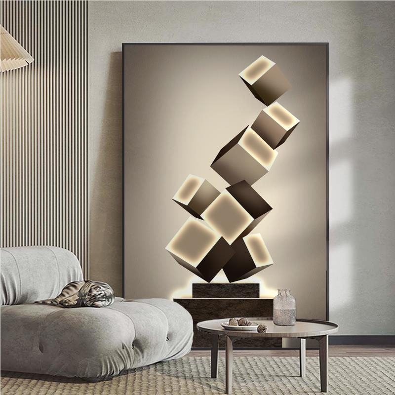 Абстрактна декоративна картина върху маслен платно, с метална рамка, за хол, модел 40793, inkjet печат, прост и модерен стил