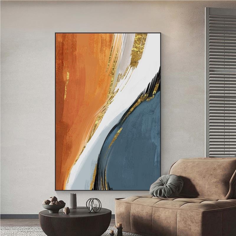 Абстрактна декоративна картина върху маслен платно, с метална рамка, за хол, модел 40793, inkjet печат, прост и модерен стил