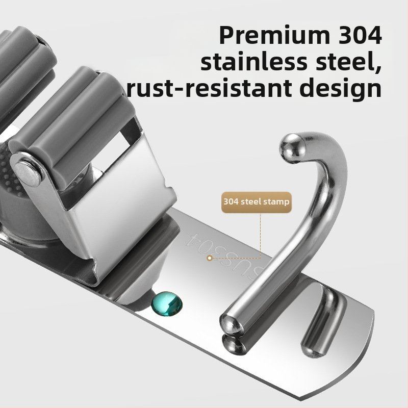 304 неръждаема стомана – държач за моп и мултифункционална закачалка за метла, баня, CE сертифициран полирана повърхност, Yong Qi, 0.5 кг, Сертификат CCI20070040CER