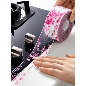 Αδιάβροχο αυτοκόλλητο τοίχου σφραγιστικό για κουζίνα και μπάνιο, ανθεκτικό στη μούχλα, επίπεδη σχεδίαση, 1 τεμάχιο