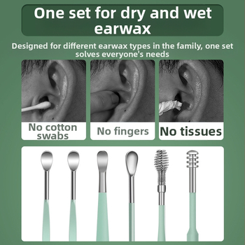 Σετ κουταλιών αυτιών με φορητό σπειροειδή σχεδιασμό; υλικό: χάλυβας άνθρακα; μάρκα: Other; για παιδιά και ενήλικες