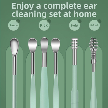 Σετ κουταλιών αυτιών με φορητό σπειροειδή σχεδιασμό; υλικό: χάλυβας άνθρακα; μάρκα: Other; για παιδιά και ενήλικες