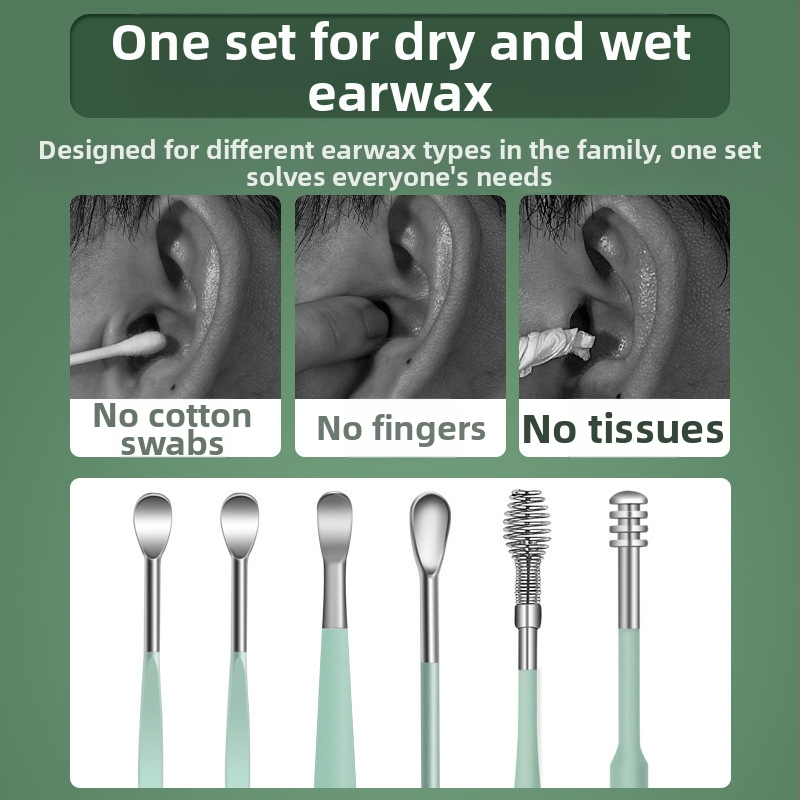 Комплект ушни лъжички с преносим спирален дизайн за деца и възрастни; материал: въглеродна стомана; марка: Other