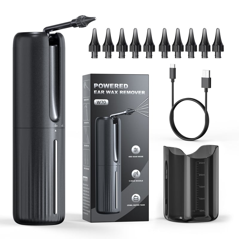 Sannuo Φορητός ηλεκτρικός καθαριστής αυτιών με μη φωτιζόμενο ακροφύσιο, ABS+PC