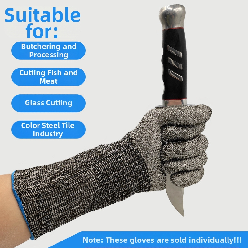 Mori ръкавици за защита от порязвания, клас 5, стоманена тел за обработка на месо и риба