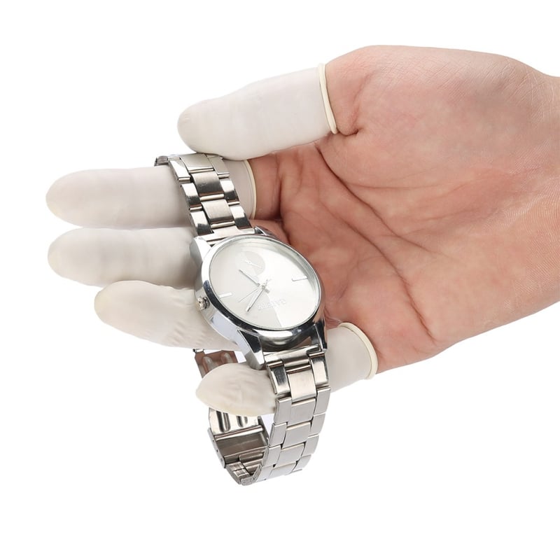 Órakereseléshez készült ujjvédő kesztyűk, 100 darabos készlet, védő gumírozott ujjvédők a mechanizmushoz, otthoni használatra, nemzeti szabvány