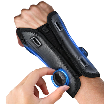 Защитна китка с палец — компресионна поддръжка, регулирана алуминиева опора, закопчаване с копче; подходяща за бадминтон, бягане и фитнес, възрастни