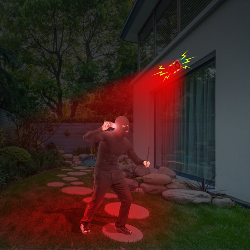 Sistem de Alarmă Solar cu Difuzoare Dual Puternice, Senzor IR și Iluminare Intermitentă pentru Descurajarea Animalelor (Model N911T, alimentare solară, alarmă locală, suportă mai multe dispozitive wireless, temperatură 0-50°C)