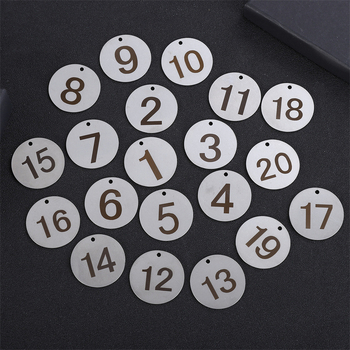 Cool μεταλλική αριθμητική πλάκα - εξάγωνη μορφή, μοντέρνο στυλ, ψηφία 1-50