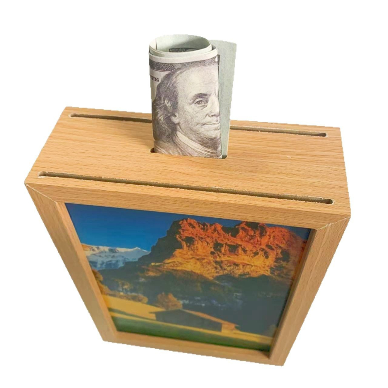 Дървена фоторамка със скрит джоб за пари и съхранение - ръчна изработка