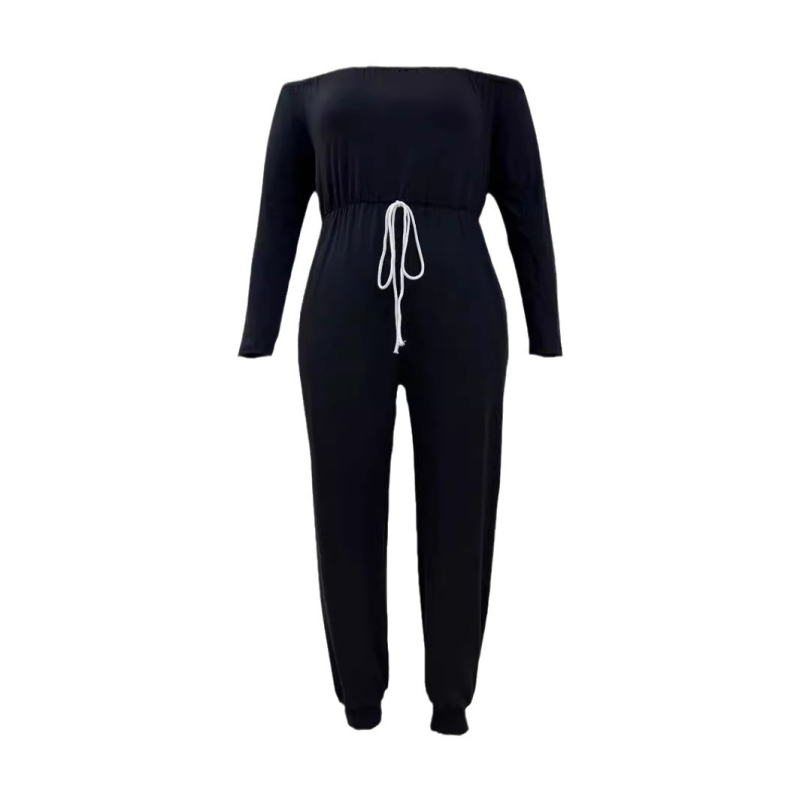 Φόρμα ολόσωμη με ανοιχτούς ώμους, ελαστική μέση με αντίθετο κορδόνι στη μέση, στενά παντελόνια, πλισέ λεπτομέρεια, Milk Silk ύφασμα