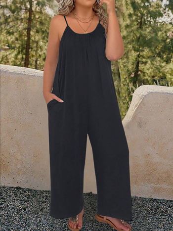 Φόρμα ολόσωμη, χωρίς μανίκια, στρογγυλός λαιμός, πολυεστέρας 95%+, φαρδιά παντελόνια