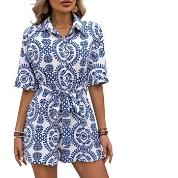 Φόρεμα με τύπωμα σε γραμμή A, V-λαιμό, κοντά μανίκια, πολυεστερικό ύφασμα (95%+)