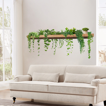 Τοίχου αυτοκόλλητο PVC αδιάβροχο με μοτίβο φυτών, 1 τεμάχιο, κατάλληλο για σαλόνι, υπνοδωμάτιο, γραφείο, εστιατόριο, μπάνιο και είσοδο — μοντέρνο μινιμαλιστικό στυλ