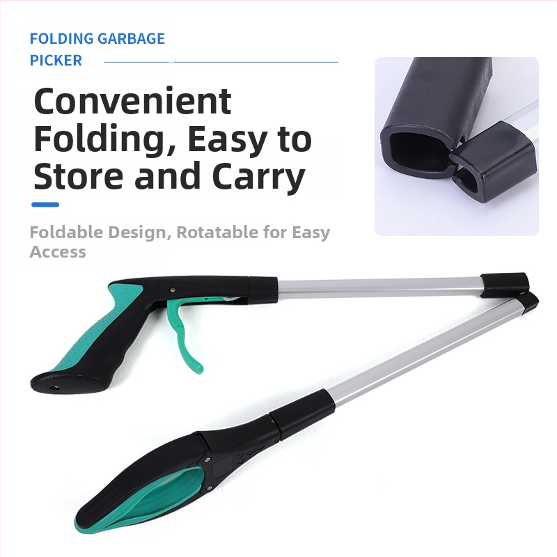 Lanwei сгъваема щипка за боклук, метално-пластична конструкция, преносим инструмент за събиране на отпадъци, 60 бр./кутия, 160 г, квадратна форма