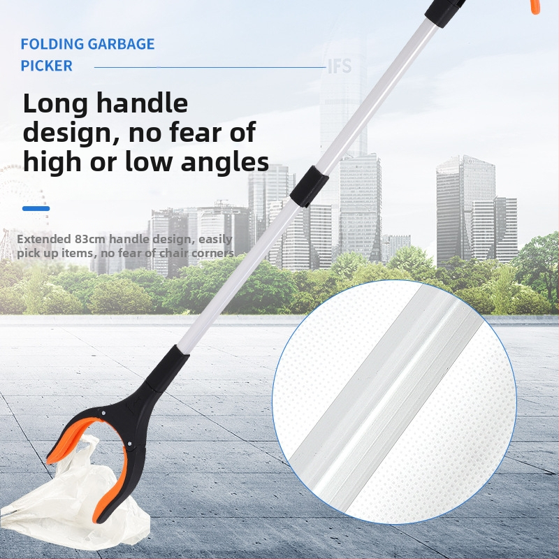 Lanwei сгъваема щипка за боклук, метално-пластична конструкция, преносим инструмент за събиране на отпадъци, 60 бр./кутия, 160 г, квадратна форма